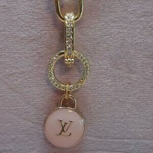 Repurpose/Upcycle LV Pink/Gold Zip Charm💗W/3 Pave' Changeable Claps Necklace